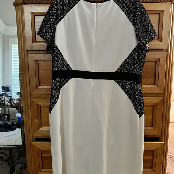 Roz & Ali Elegant Black and White Lace Midi Dress Sz 18w - Picture 6 of 8